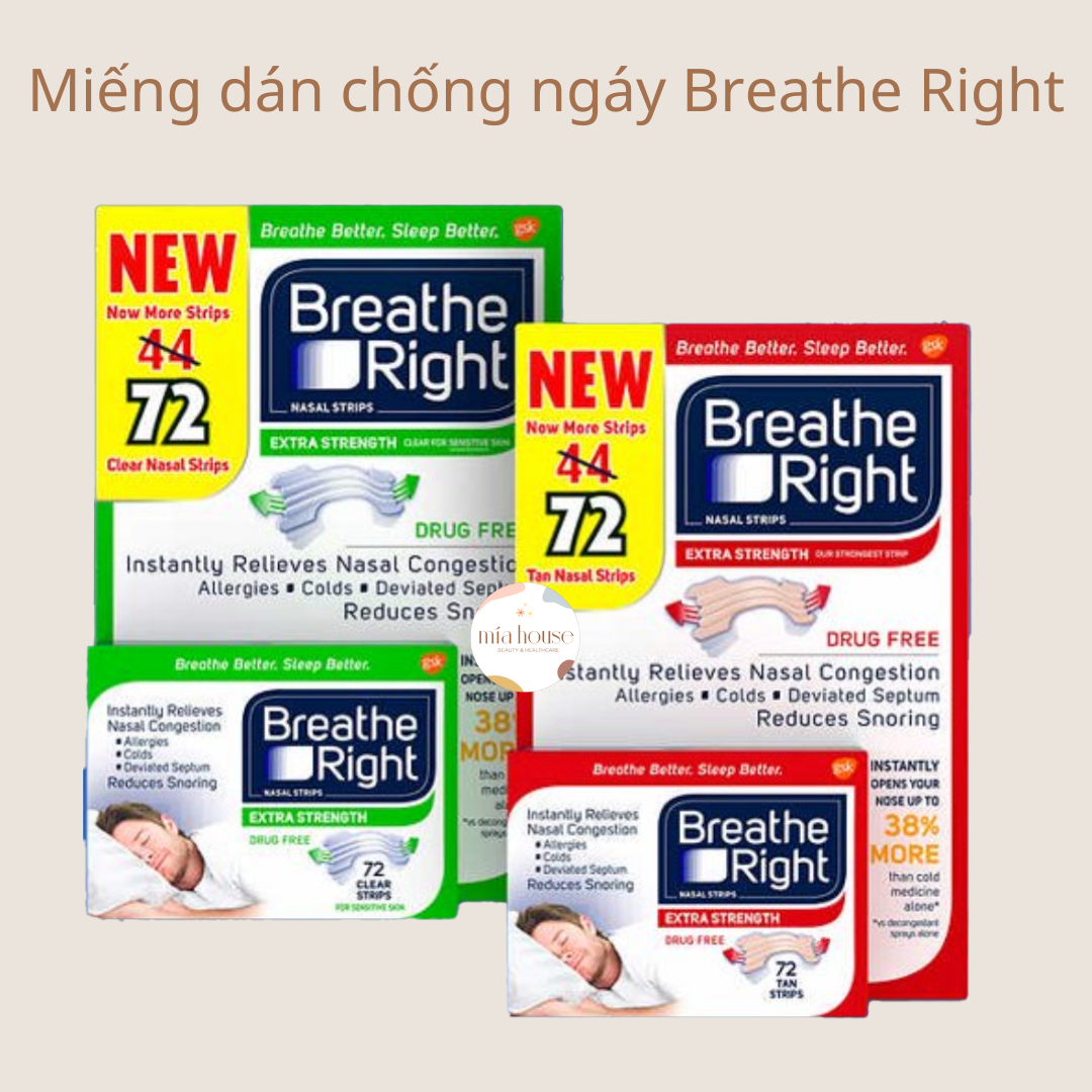 Miếng dán thông mũi/ chống ngáy Breathe Right Nasal Strips Extra Strength