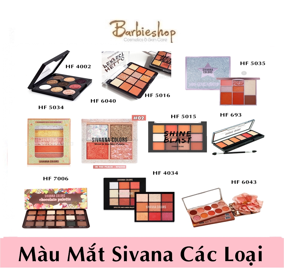 Phấn Mắt Sivanna HF993 + HF4002 + HF5016 + HF5035 + HF5034 + HF6040 + HF5015 + HF7006 + HF4034 + HF693 + HF5024