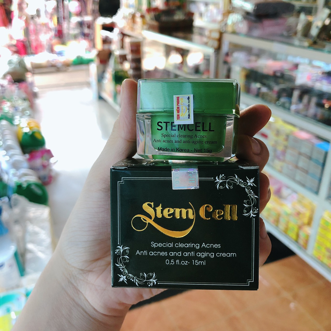 Kem Stem Cell Xanh cho Da Mụn Se Khit Lỗ Chân Lông Trắng Da Mịn Màng 15ml