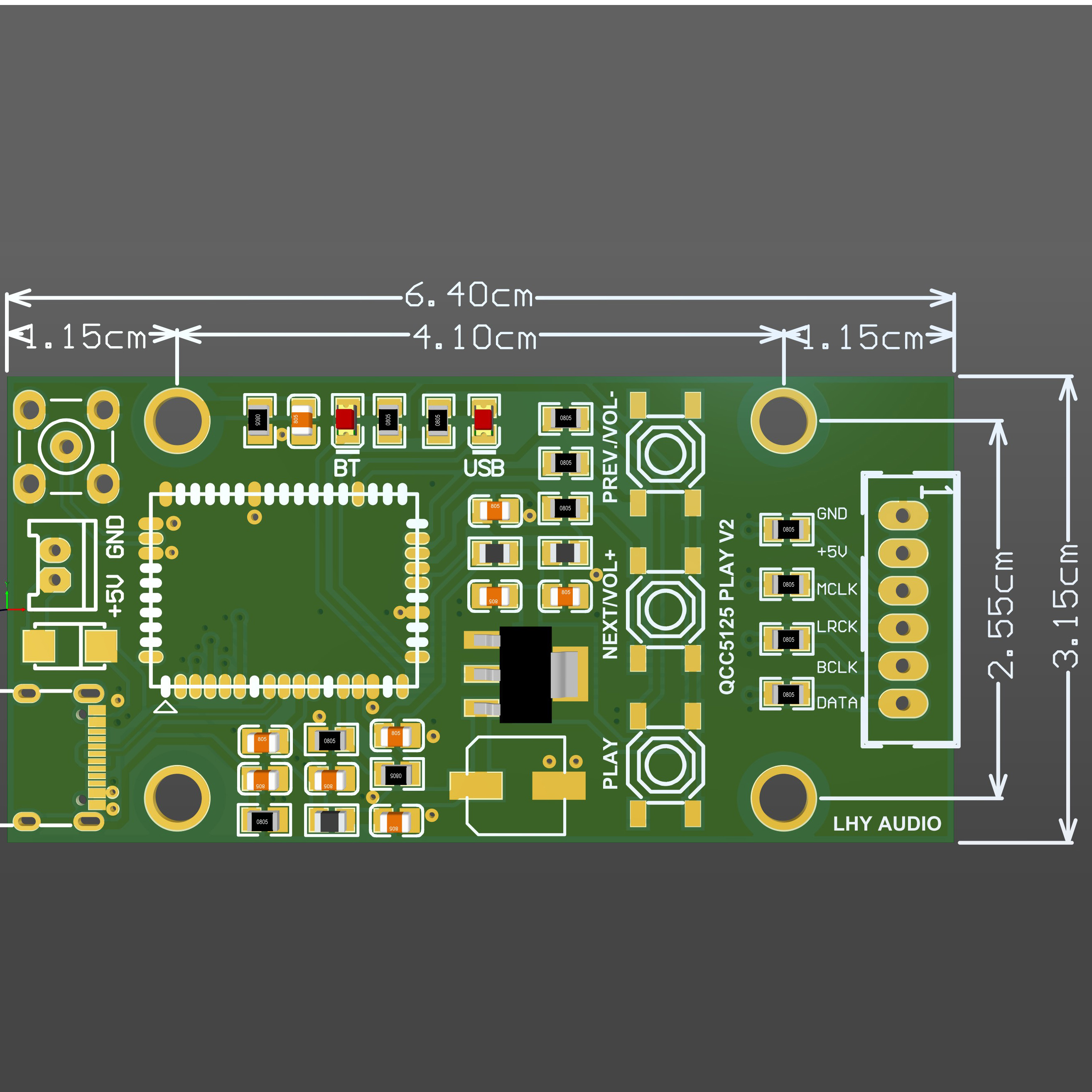 Nvarcher qcc5125 5.1 Bluetooth USB Loại C Đầu vào adapter Board IIS đầu ra 96kHz
