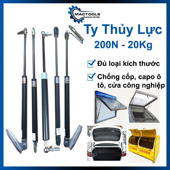  Ty thủy lực 200N - 20kg ben hơi hỗ trợ mở nắp capo cốp ô tô tay cửa nâng đẩy thủy lực chiều dài 20cm-80cm 