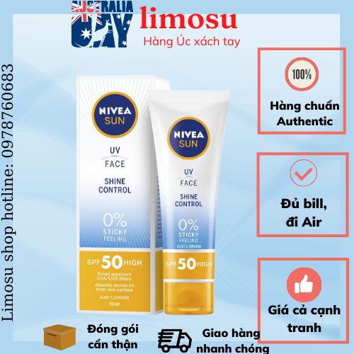 Kem chống nắng nivea shine control spf 50 uv face