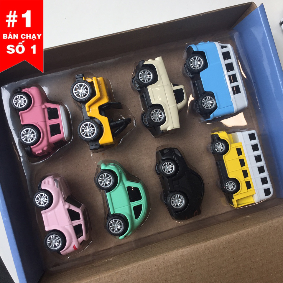 Bộ 8 Ô Tô Mô Hình Bằng Sắt  MINI CAR - Đồ Chơi Cho Bé Trai