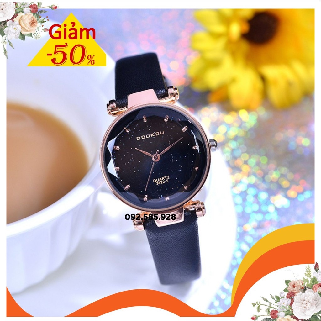 Đồng hồ nữ☬♛ đồng hồ nữ doukou dây da sang trọng cá tính