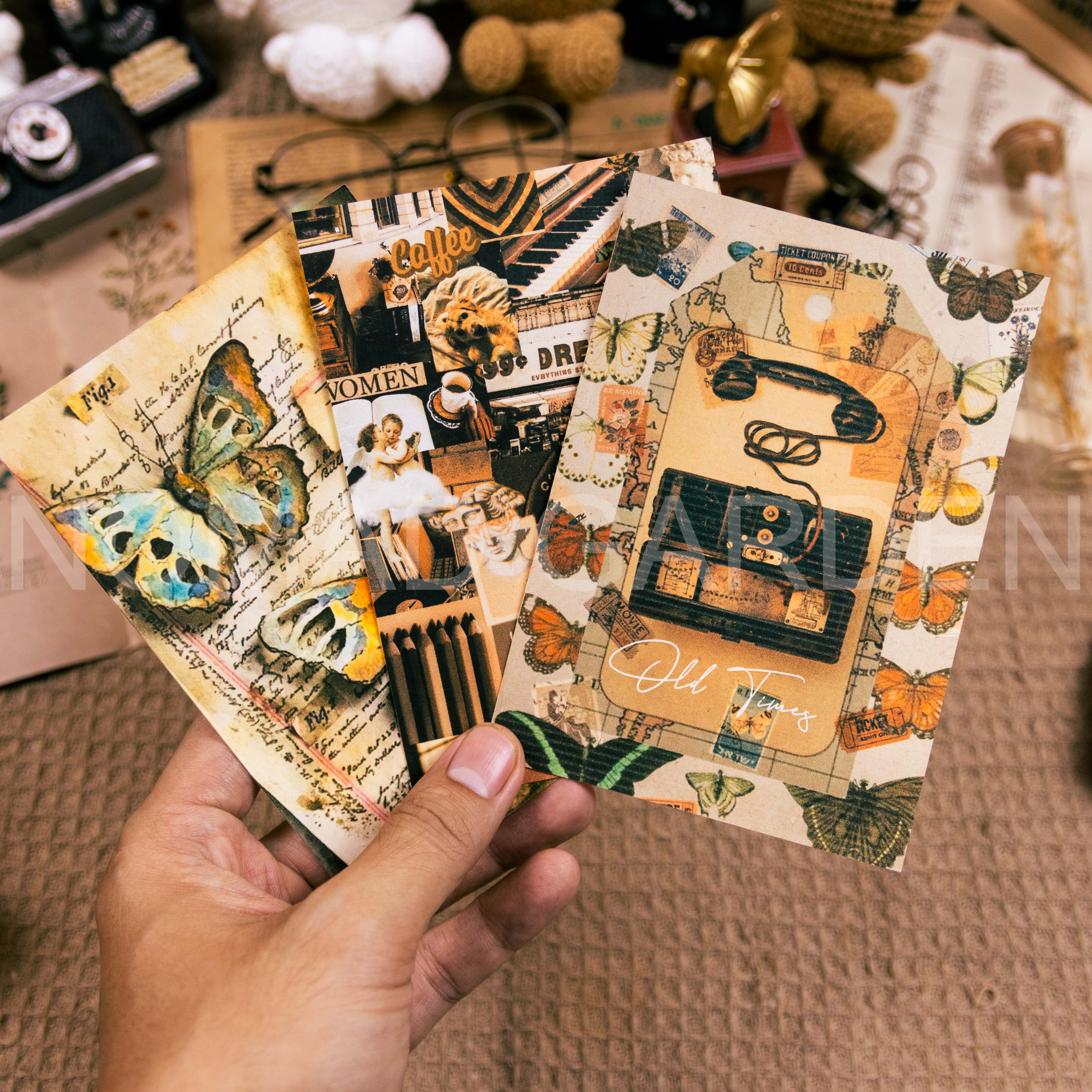 Size a5-a6 giấy viết thư cổ điển vintage nhiều loại kèm bì thư - by nomad garden