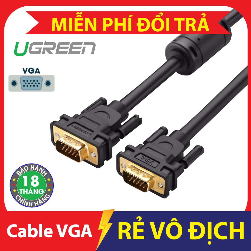 Cáp vga 10m chính hãng ugreen ug-11633 mạ vàng cao cấp