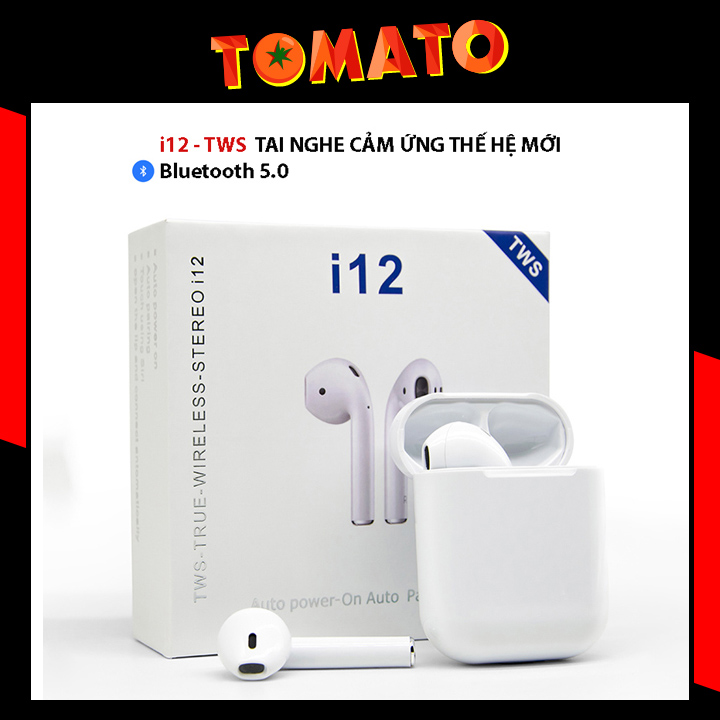 Tai nghe bluetooth không dây i12 5.0 cảm ứng thế hệ mới - phụ kiện tomato