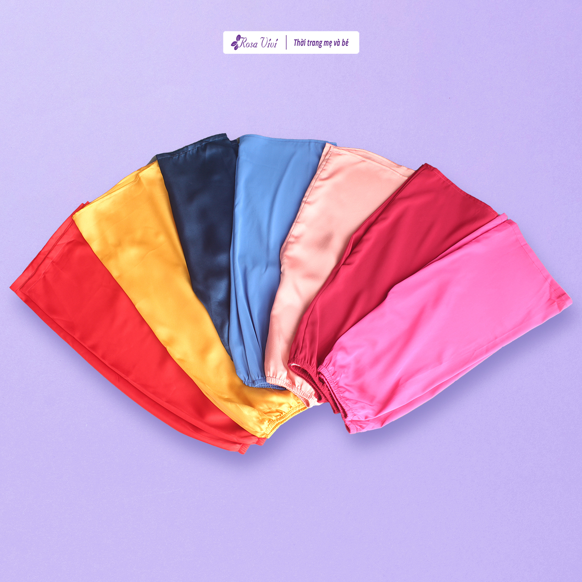 Quần áo dài suông satin phi lụa Rosa Vivi cho mẹ và bé màu 1-5