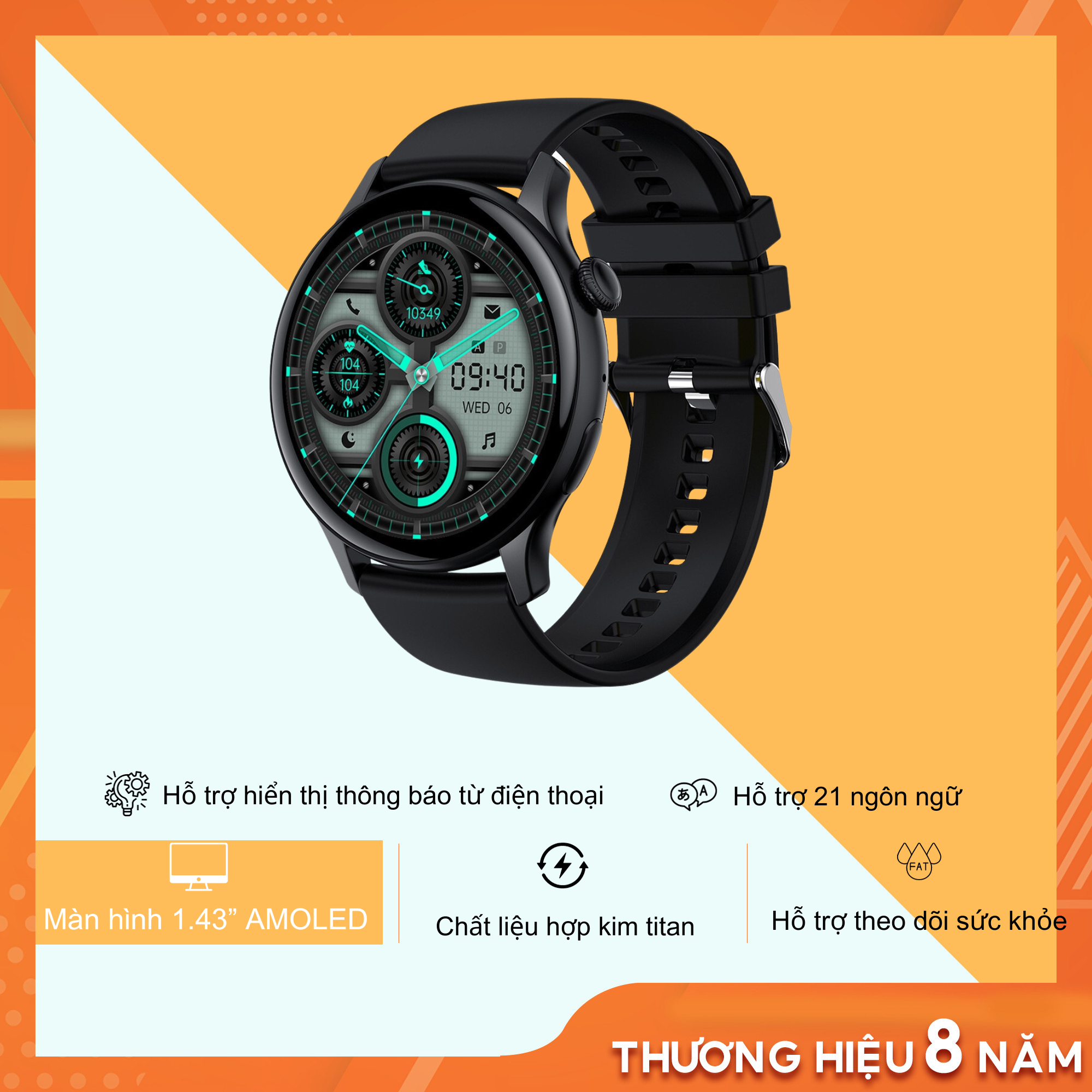 Đồng hồ thông minh màn hình amoled 1.43inch hk85