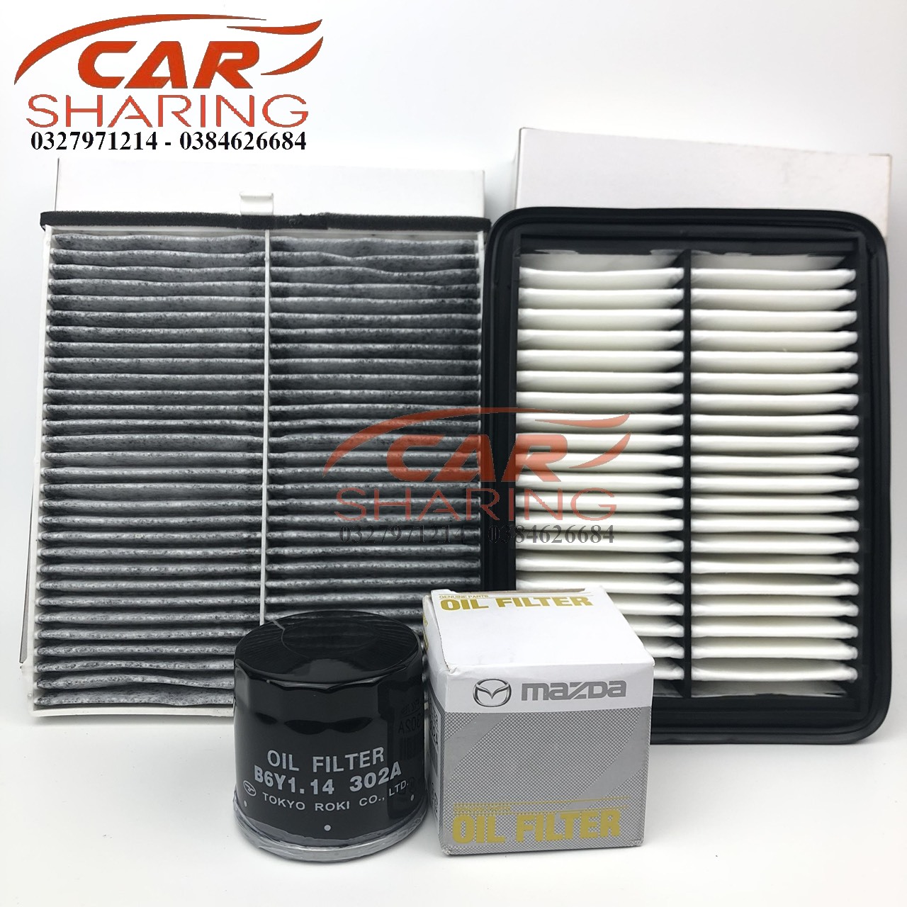 Lọc gió động cơ , lọc điều hòa than hoạt tính và thường , lọc nhớt , dùng cho xe mazda 3 allnew 1.5 , đời xe 2015 đến 2019