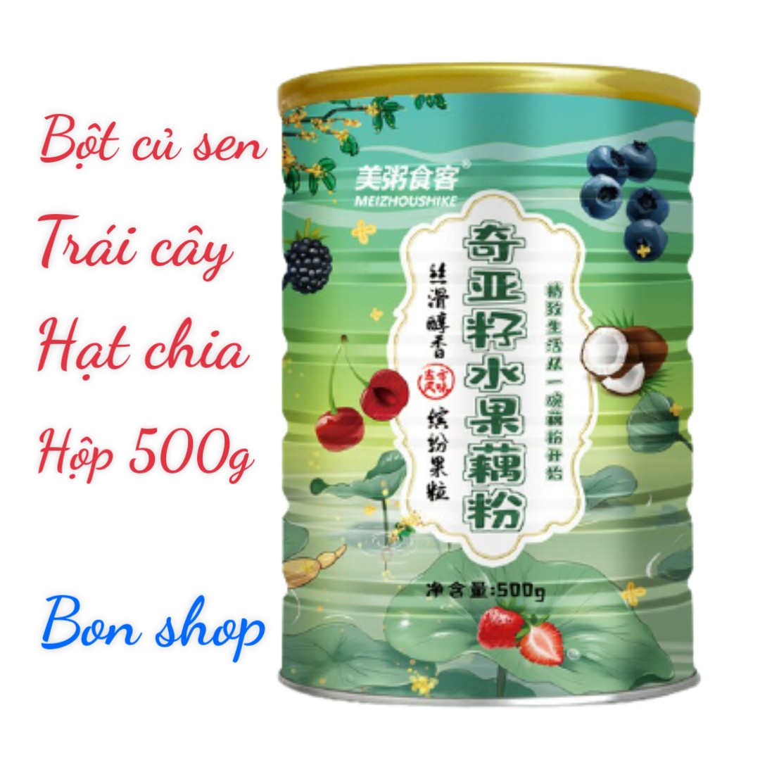 BỘT CỦ SEN TRÁI CÂY MIX HẠT CHIA DƯỠNG NHAN HỘP 500G