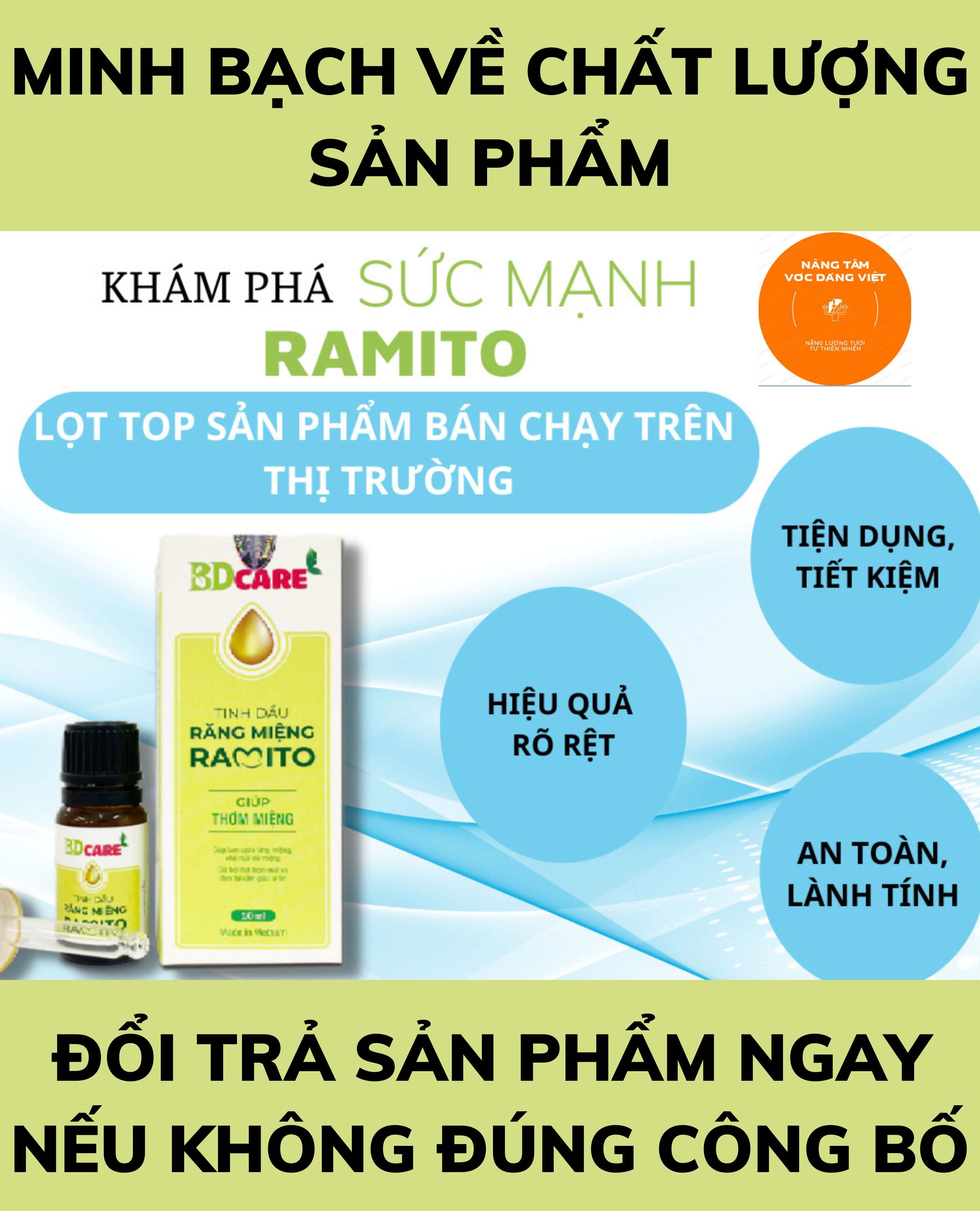 Tinh dầu Ramito trị Hôi miệng Sâu răng Nhiệt miệng Chảy máu chân răng Răng ê buốt Chính hãng Bạch Dương Care
