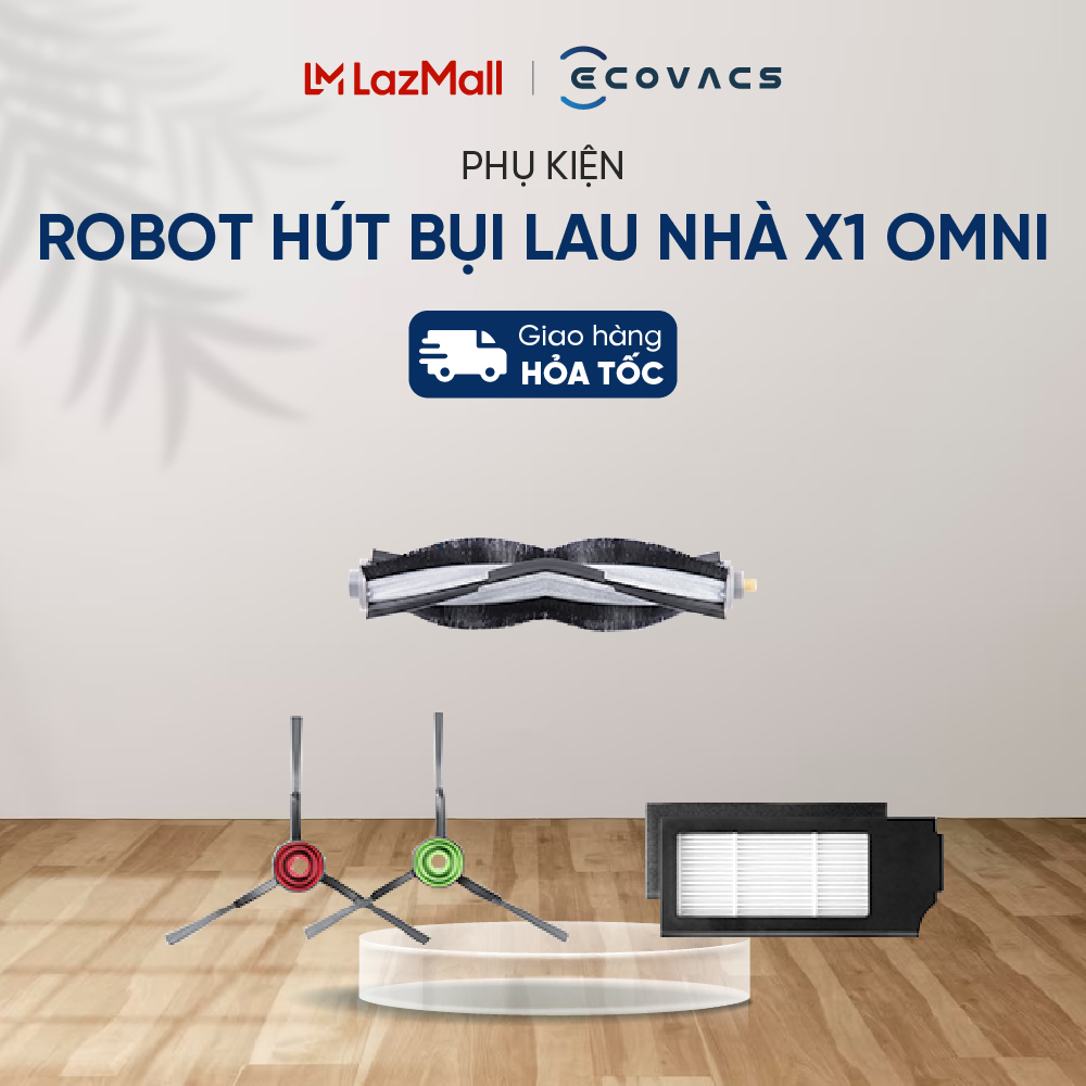 Phụ kiện robot hút bụi Ecovacs X1 Omni | Chổi chính | Bộ lọc | Hộp phụ kiện | Mô-đun khử trùng ion bạc - Chính Hãng