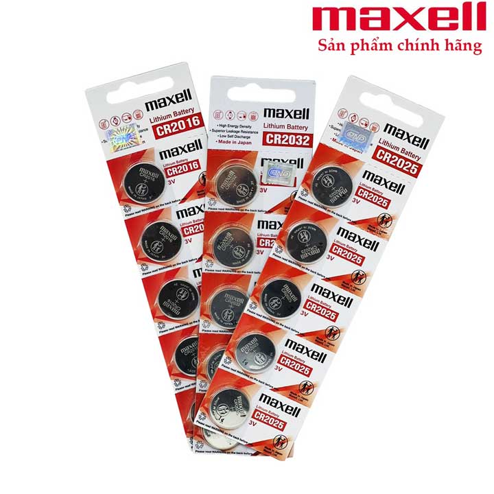 Pin cúc áo cr2016 - cr2025 – cr 2032 maxell lithium 3v vỉ 5 viên chính hãng