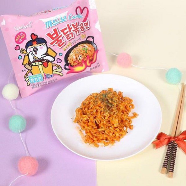 Combo 10 gói Mì Gà Cay Carbonara Samyang 130g hồng