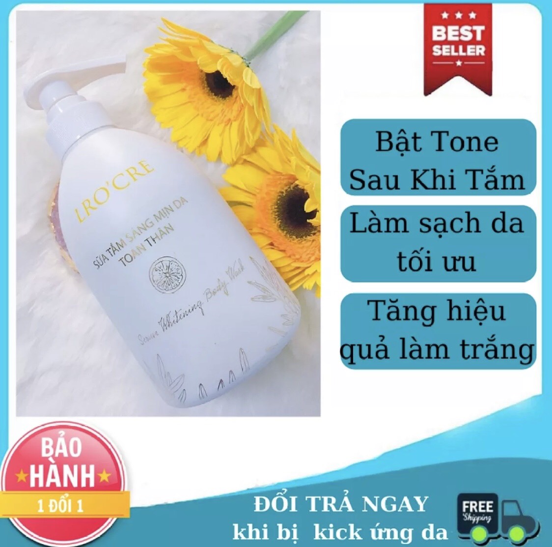 TẶNG BÔNG TẮM KHI MUA SỮA TẮM NUÔI TRẮNG VIP LRO'CRE MỊN DA SÁNG HỒNG