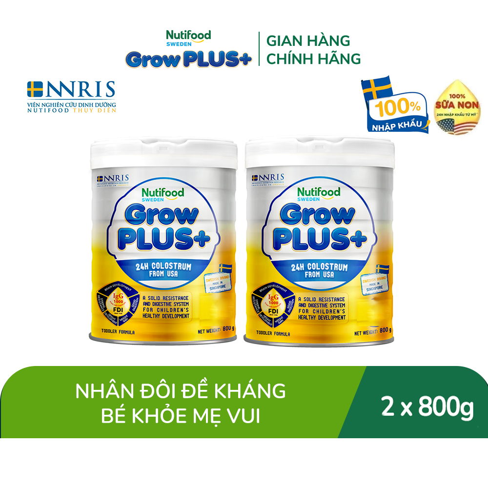 Combo 2 Sữa non GrowPLUS+ (vàng) - Hỗ trợ tăng cường đề kháng Singapore tăng cường hệ miễn dịch và hấp thu chất dinh dưỡng 1+ (2lon x Lon 800g) - Grow Plus+