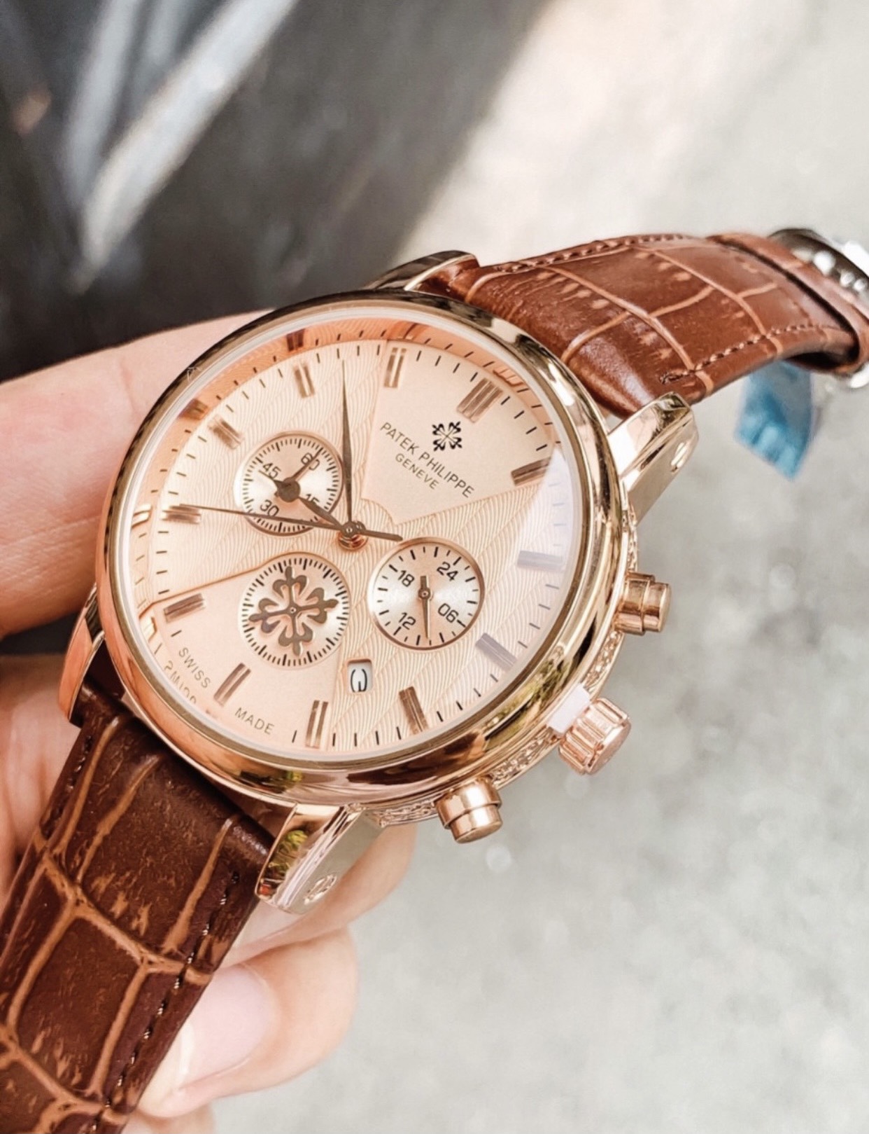 [Hot Trent] Đồng hồ thời trang nam Patek dây da cao cấp chạy full kim(Size 42mm)