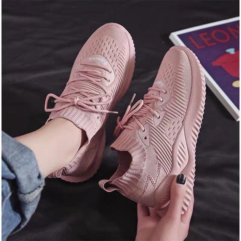Giày thể thao nữ, dép nữ, giay the thao nu, giày nữ, giày sneaker nữ cổ chun hồng siêu hot hit MyS