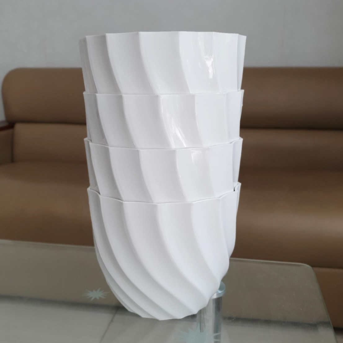 [HCM]Bộ 4 chậu trồng hoa ốc xoắn màu trắng nhựa dày đẹp 21x17cm Phù hợp các loại cây hoa kiểng nhỏ trang trí văn phòng phòng khách vườn nhà