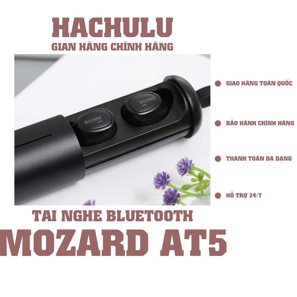 Tai nghe Bluetooth True Wireless Mozard AT5 Đen