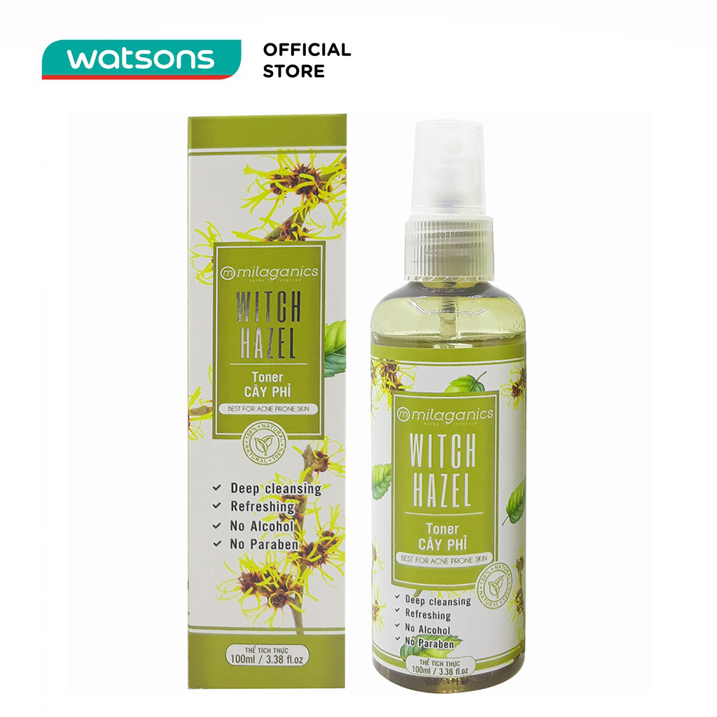 Toner Milaganics Witch Hazel Giảm Mụn Sạch Da Cây Phỉ 100ml