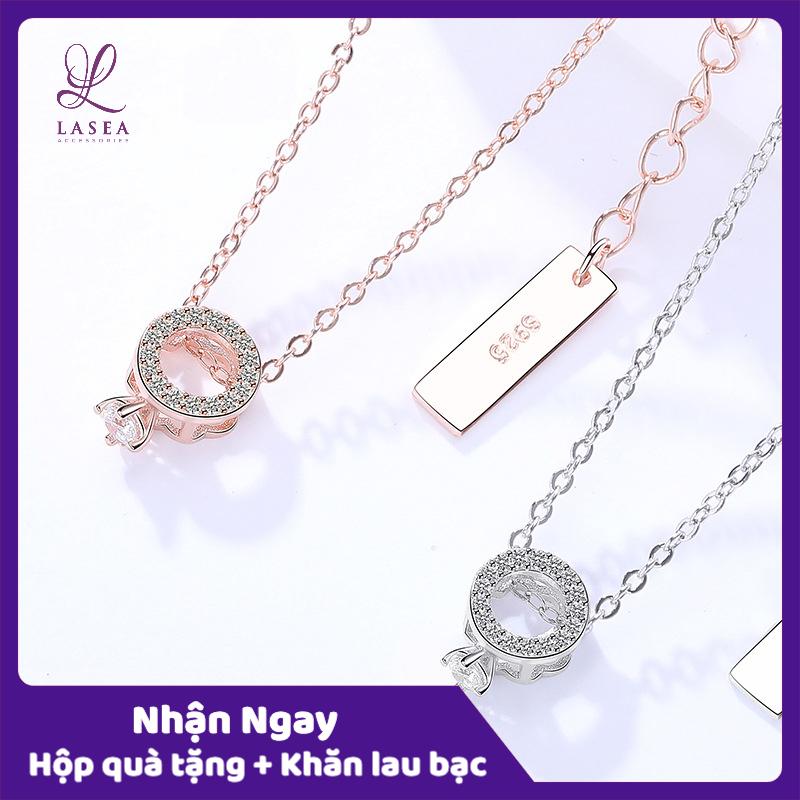 [HCM]Bộ dây chuyền liền mặt nữ trang sức bạc Ý S925 Lasea - Mặt nhẫn kim cương cao cấp A044A