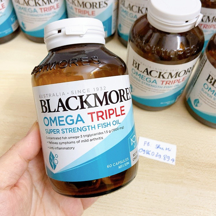 Dầu cá hàm lượng omega 3 cao gấp 3 lần, blackmores omega triple super strength fish oil 60 viên,150v úc