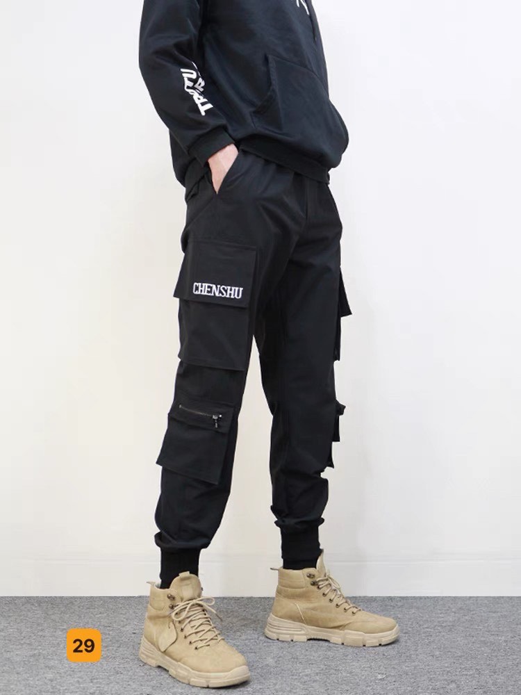 Quần Jogger nam màu đen in hoạ tiết túi hộp phong cách trẻ trung - Quần  dài Jogger Nam màu đen chất vải Kaki dày dặn  Khói Store92 ms29