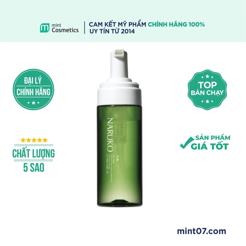 Tẩy trang kiêm sữa rửa mặt tạo bọt naruko 2in1 tea tree