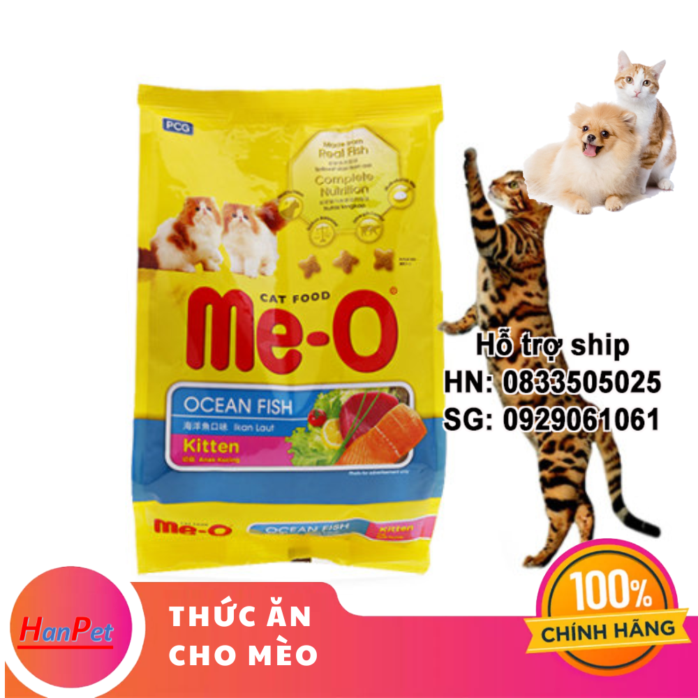 Hanpet - Me-O Kitten (1 gói - 1,1kg) Thức ăn cho mèo con dưới 1 tuổi mùi vị cá biển