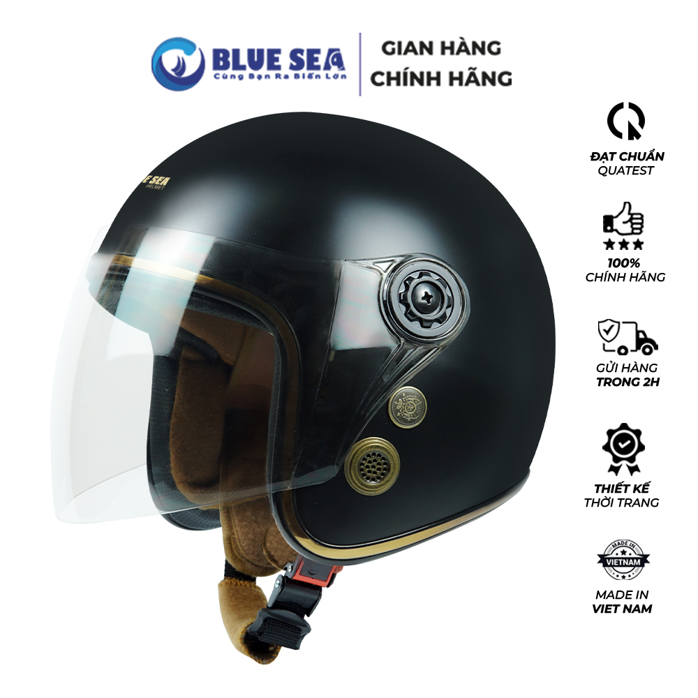 Mũ Bảo Hiểm 3/4 đầu Blue Sea A103K - Đủ Màu Sơn - Kính Dài cao cấp - Lót tháo rời - Freesize - Hàng chính hãng