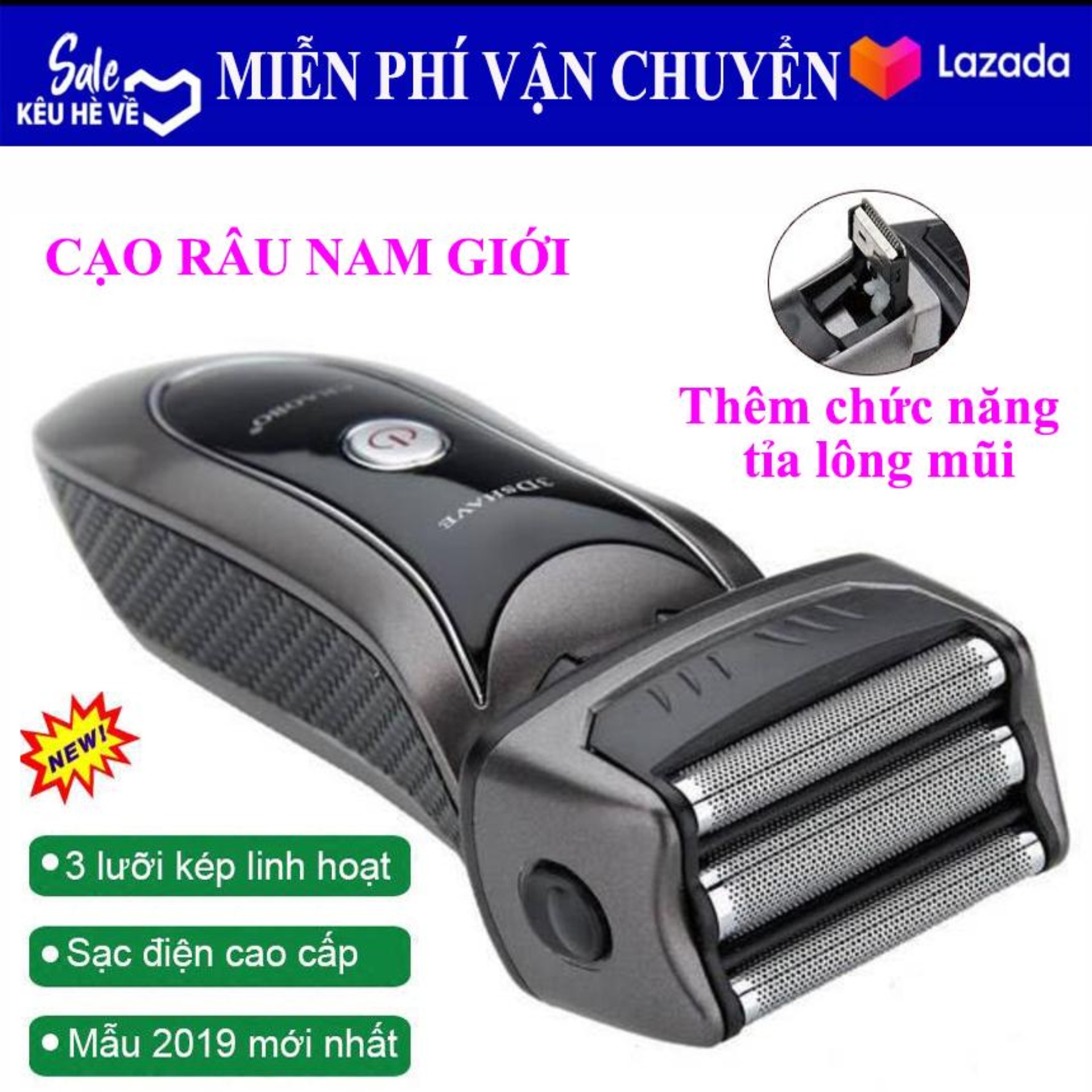 Máy Cạo Râu CHAOBO RSCW 9300 - 3 Lưỡi Kép Titanium Sắc Lẹm, An Toàn - Máy cạo râu đa năng, máy cạo râu cao cấp, máy cạo râu thông minh - Loại Tốt, BH 12 Tháng