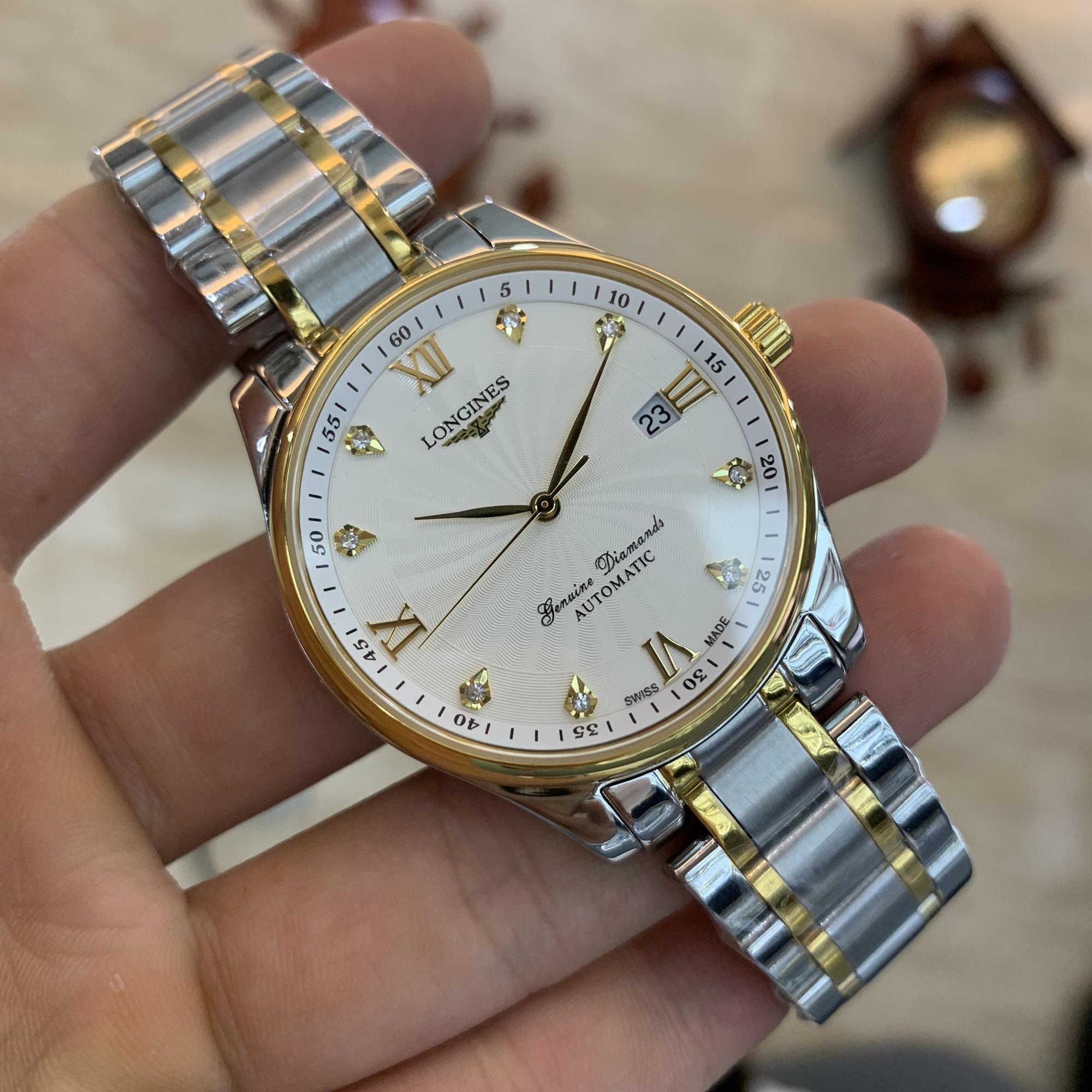 { LAZADA ĐỒNG HỒ PHỐ } ĐỒNG HỒ L-AU83 AUTOMATIC VÀNG TRẮNG SỐ KIM CƯƠNG + THẺ BẢO HÀNH