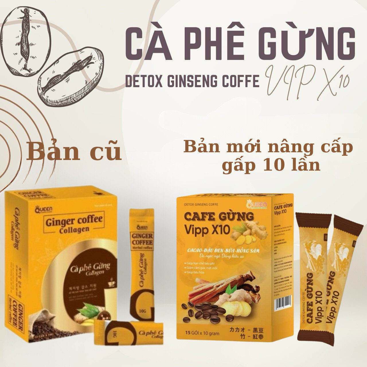 Caffe giảm cân cà phê gừng collagen slim giúp tăng cường chuyển hóa chất béo làm tiêu tan mỡ thừa giảm cân hiệu quả an toàn giúp giảm námtàn nhangđẹp dáng sáng da cân bằng nội tiết tố- hộp 12 gói