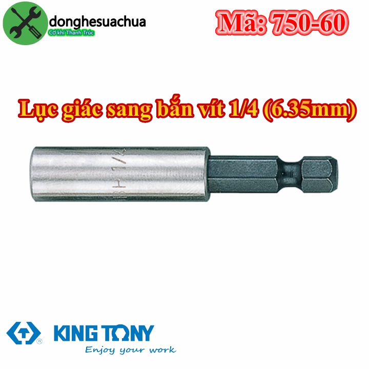 Đầu nối lục giác sang bắn vít 1/4 kingtony 750-60