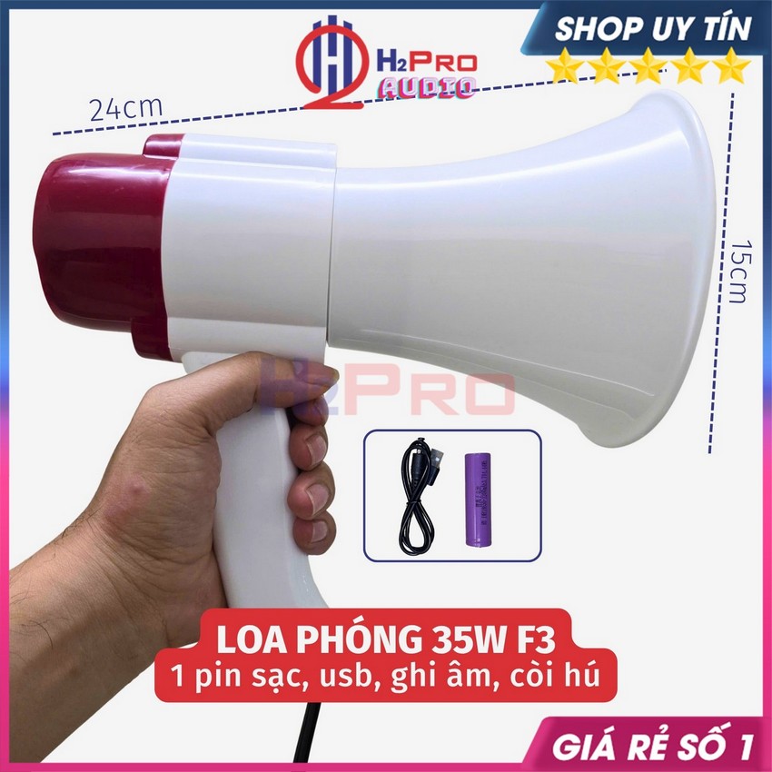 Loa bán hàng rong cầm tay công suất lớn 35w ghi âm, loa phóng thanh pin sạc, usb thẻ nhớ - h2pro audio