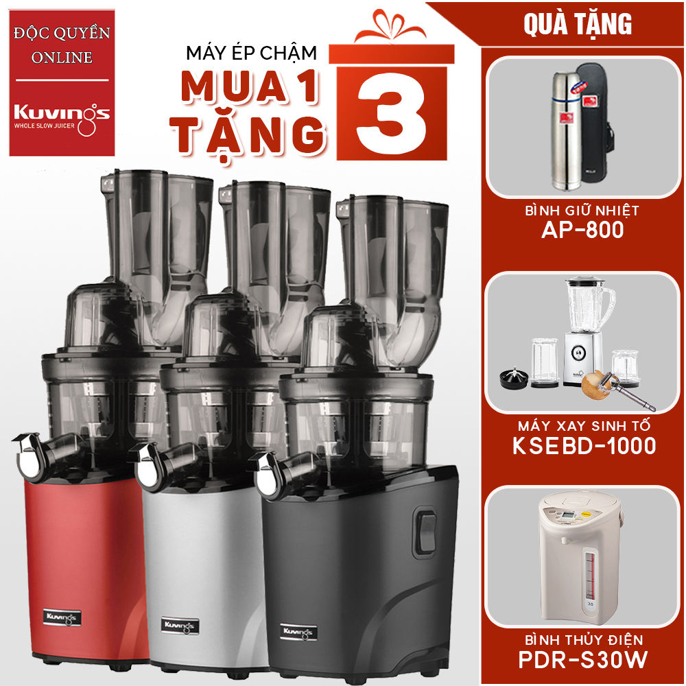 Máy ép chậm kuvings ksp-2428cb tặng bình giữ nhiệt apollo ap-800 + máy xay sinh tố kochstar ksebd-1000 + bình thủy điện tiger pdr-s30w