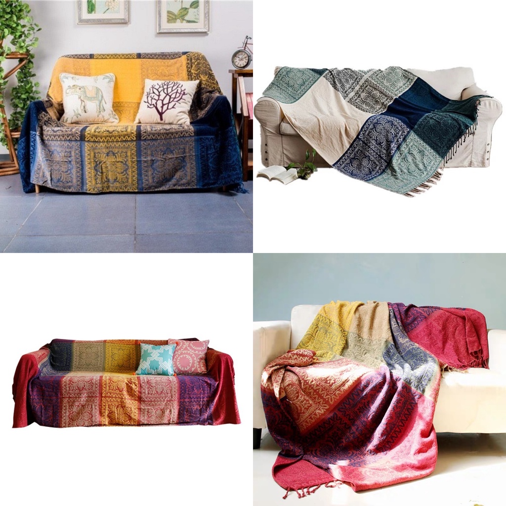 Thảm thổ cẩm, thảm vintage, chăn phủ sofa siêu mềm mịn 150cm x 190cm