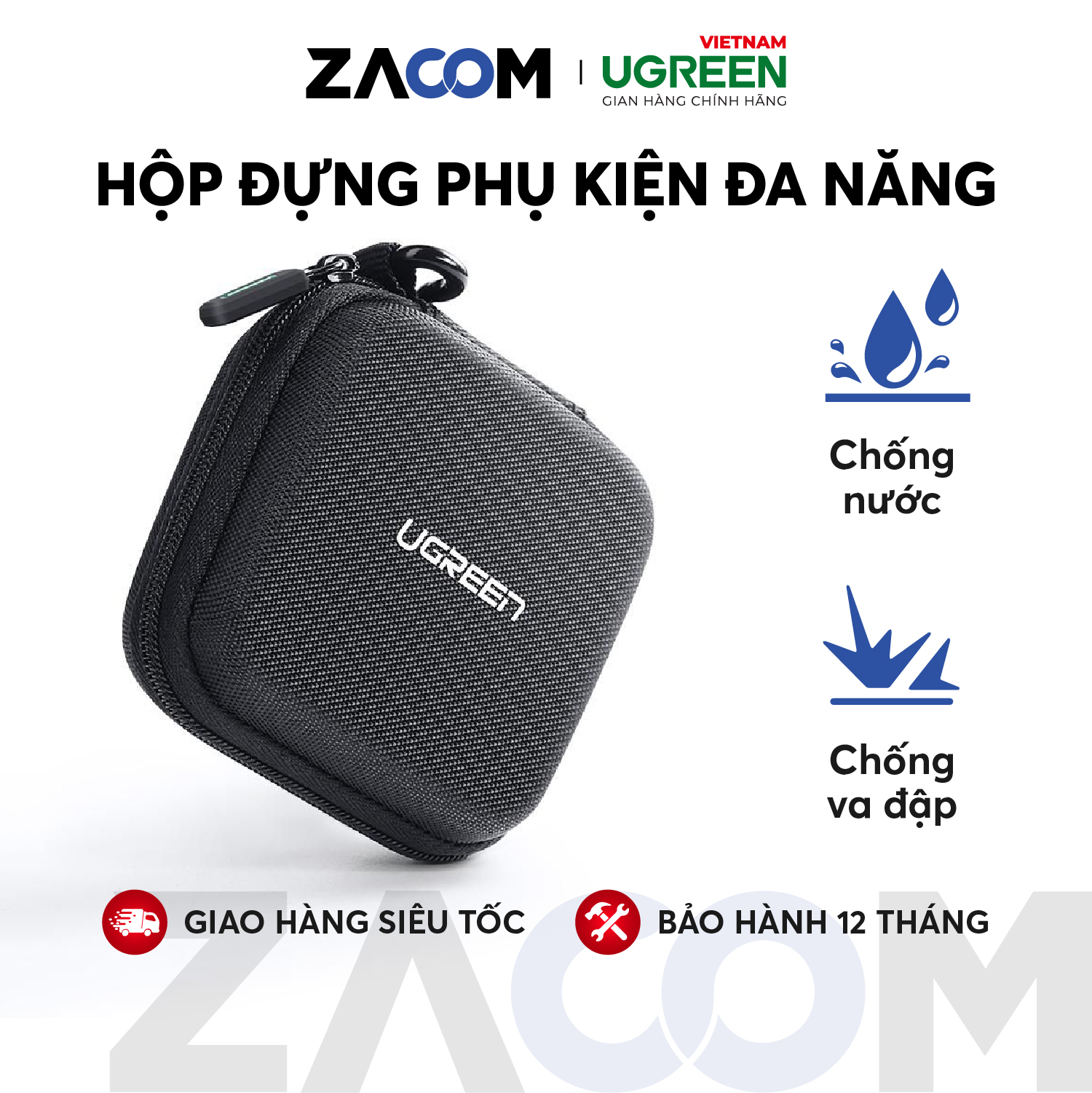[HCM]Hộp đựng phụ kiện công nghệ tai nghe thẻ nhớ cáp USB ổ cứng pin dự phòng củ sạc điện thoại đồng hồ thông minh ... chống sốc chống nước (kích thước 18x10.3x5.5cm) UGREEN LP128 502744
