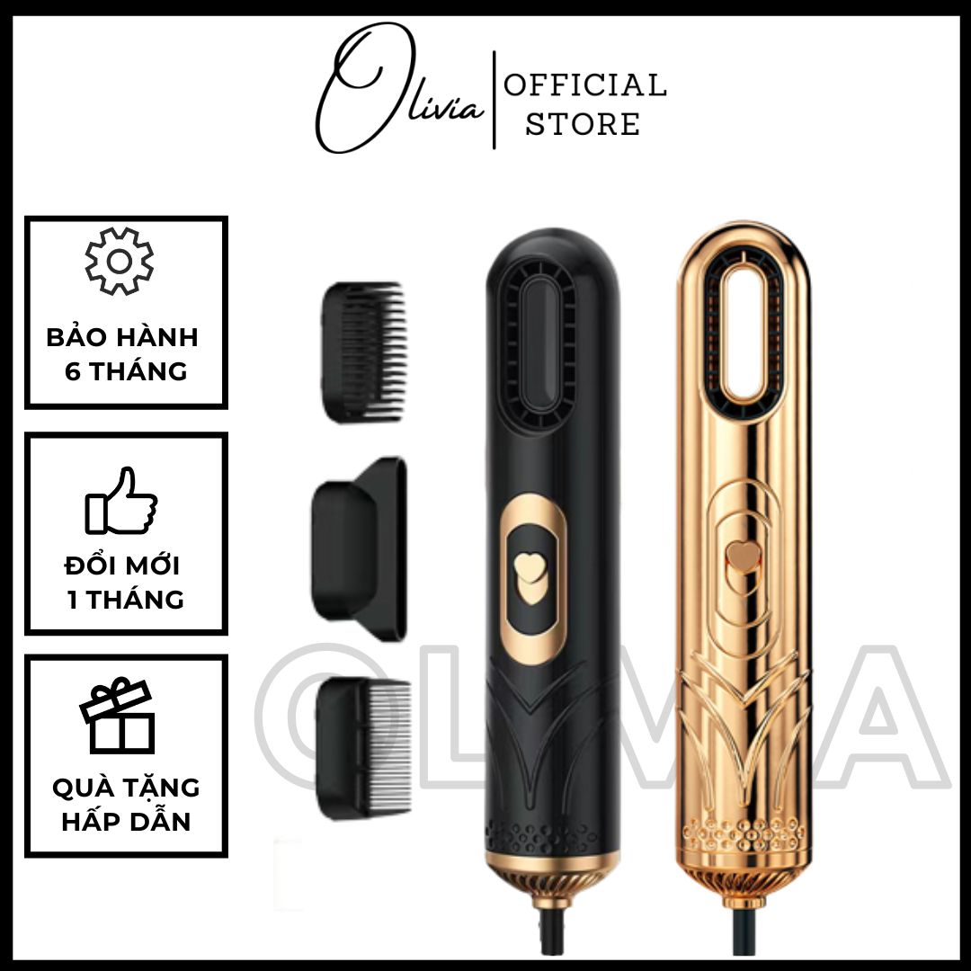 Máy sấy tóc cao cấp công suất lớn OLIVIA đa năng 3 đầu sấy tạo kiểu tóc đẹp có thể uốn tóc tạo kiểu làm phồng Duỗi tóc ép tóc uốn quăn