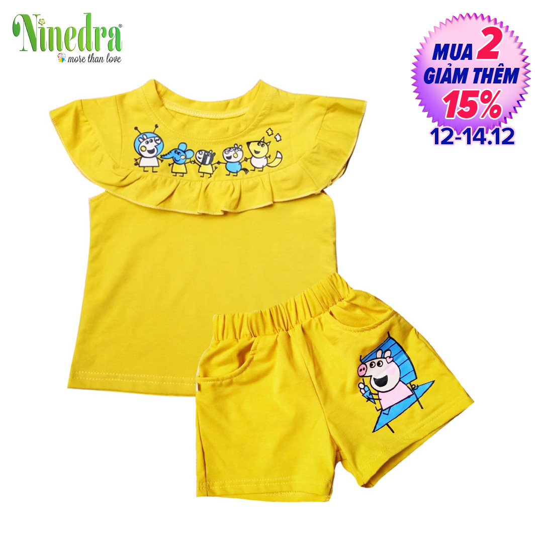 [HCM 💝 Freeship] Đồ bộ bé gái thun cotton size cho bé từ  8-23kg - Ninedra