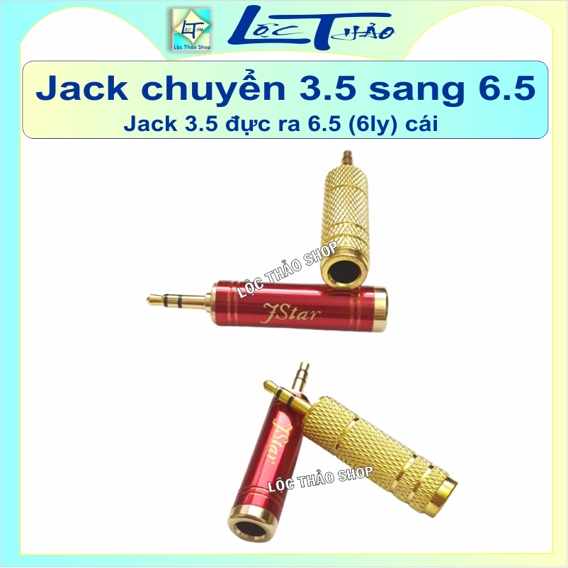 Jack chuyển 3.5 ra 6.5 - jack 3.5 sang 6.5 - đầu chuyển jack 3.5 ra jack 6 ly - jack 3.5 đực ra 6.5 cái - 3.5 male to 6.5 female jack audio