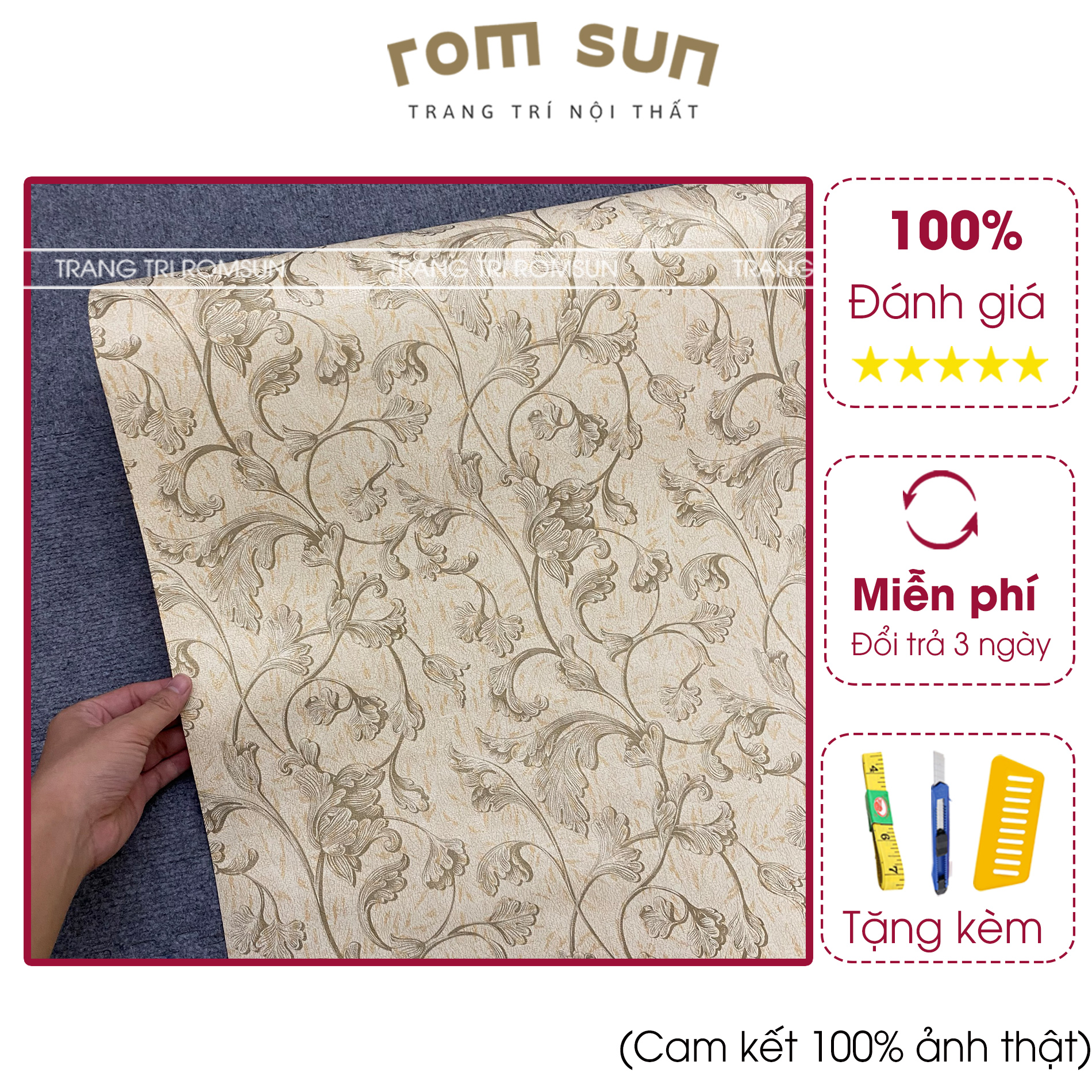 Giấy dán tường vintage phòng ngủ hoa văn 3D khổ 1m2 , Decal dán tường hàn quốc trang trí phòng khách, miếng dán tường vintage cao cấp G13801