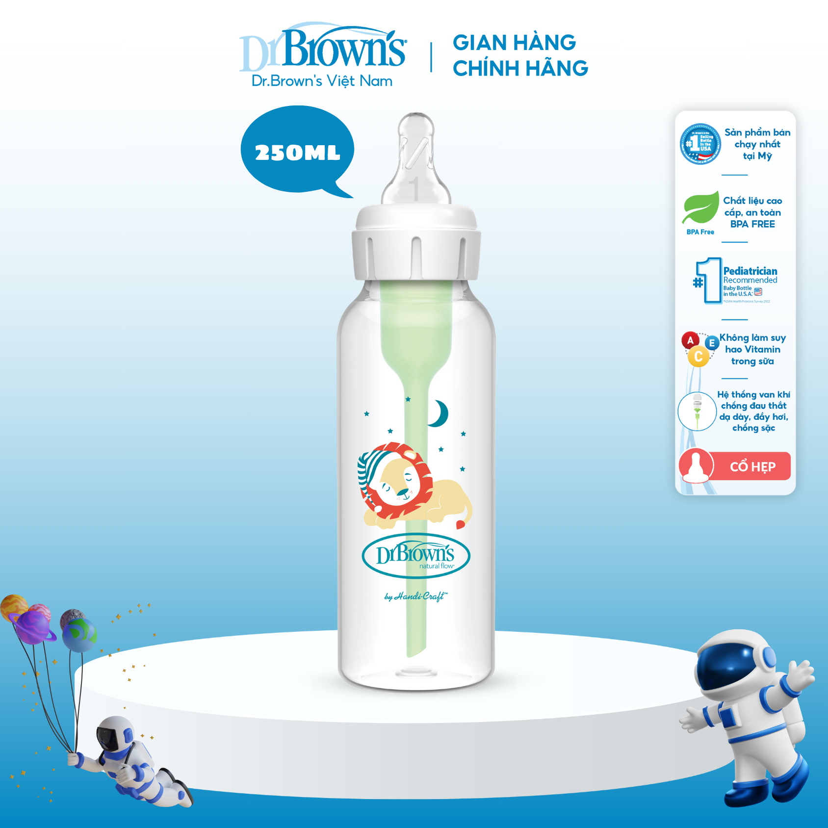 Bình sữa cổ hẹp dr.brown's deco nhựa pp option plus 250ml- 81105