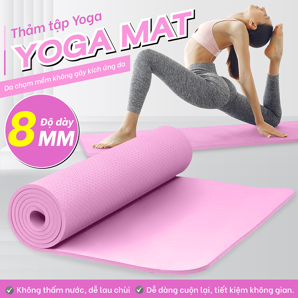 (ALL 8MM) BG - Thảm tập Yoga cao cấp loại dày TPE chống trượt , dụng cụ , thảm tập tại nhà