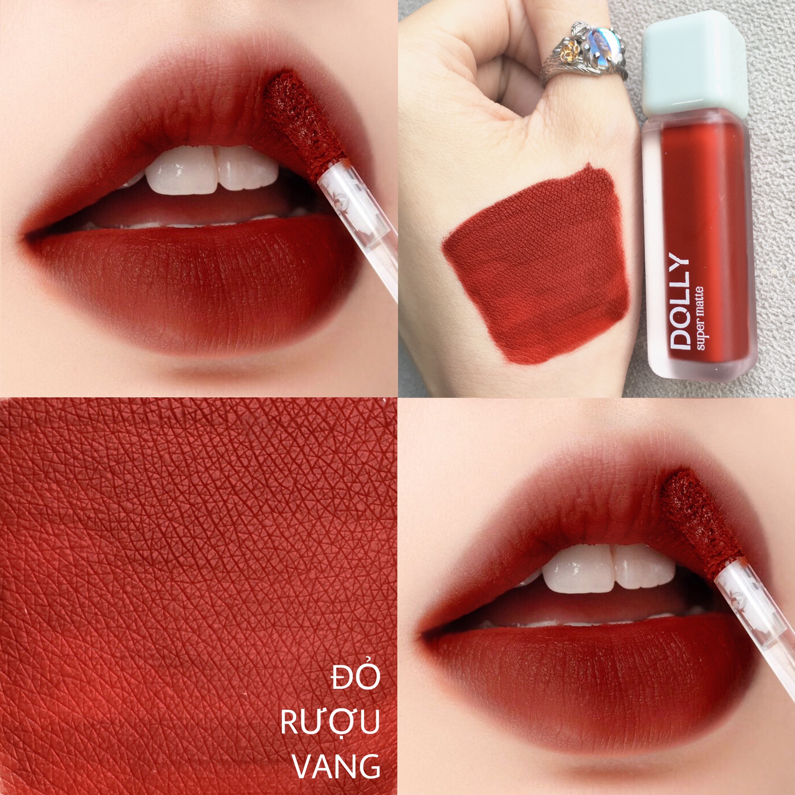 [HCM][04 Đỏ R.ư.ợ.u Vang] Son Kem Lì Dolly Super Matte Không Chì Màu Đỏ R.ư.ợ.u Vang