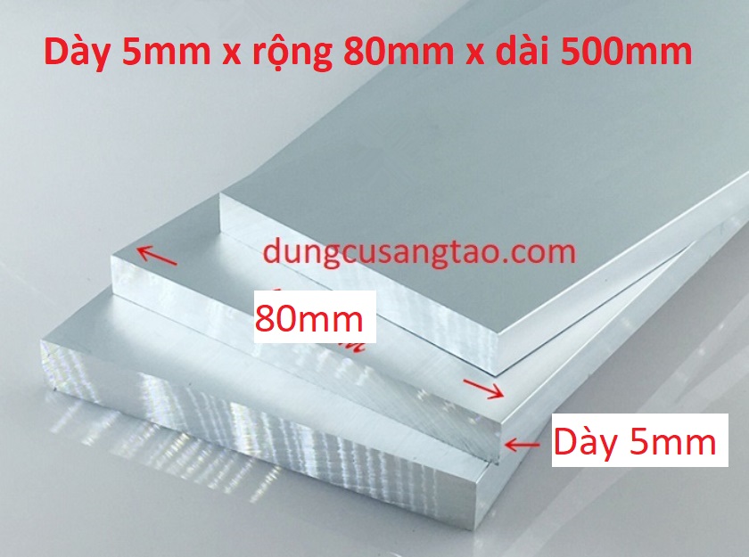 Nhôm tấm cắt sẵn dày 5mm x rộng 80mm x dài 500mm
