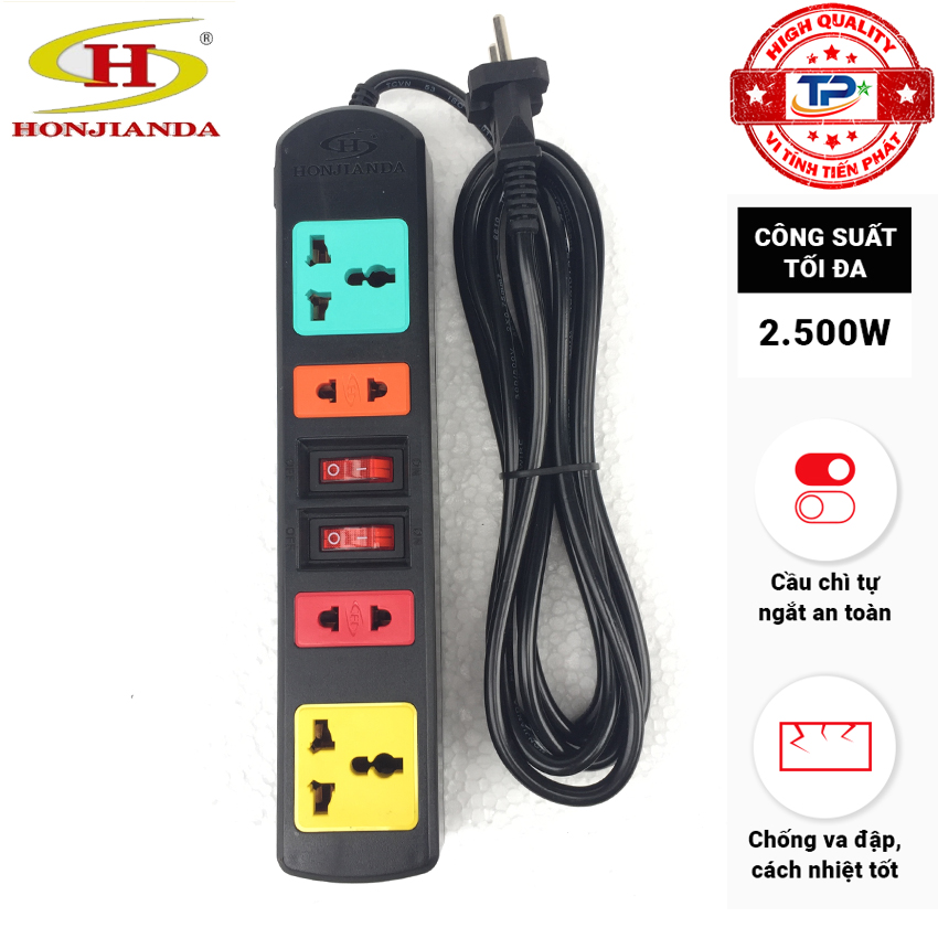 Ổ cắm điện chịu nhiệt đa năng honjianda an toàn chống quá tải dài 3m mã hjd-0324b-đ hjd .