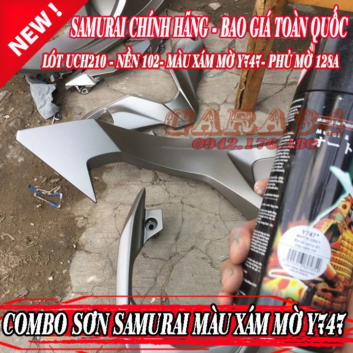 Combo sơn samurai màu xám mờ y747